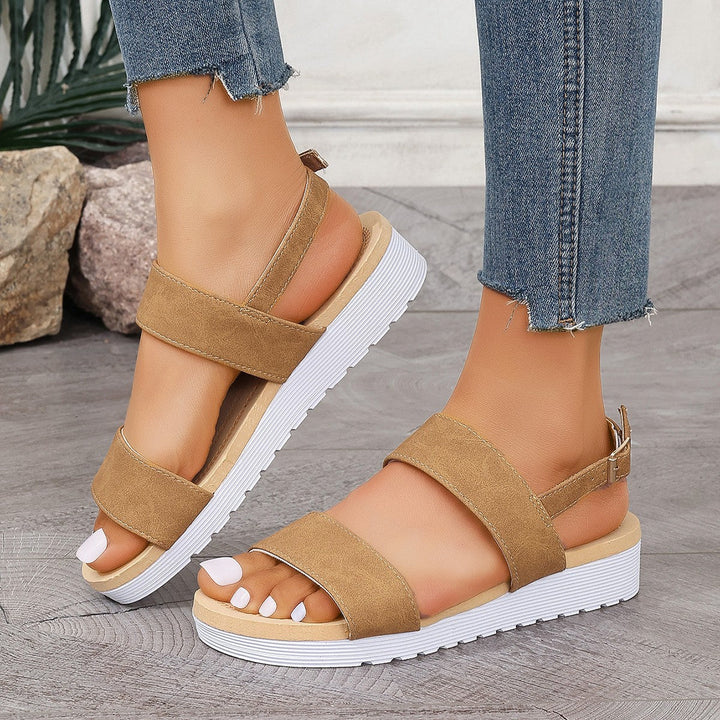 Damen Komfortable Sandalen mit breiten Riemen und rutschfester Sohle Drune