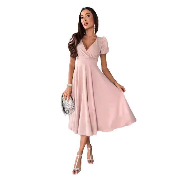 Damen A-Linien Kleid mit schickem Wickelausschnitt und eleganten Blenden Drune