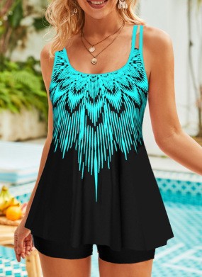 Damen Tankini-Oberteil mit modischem asymmetrischem Design und tankini Shorts Drune