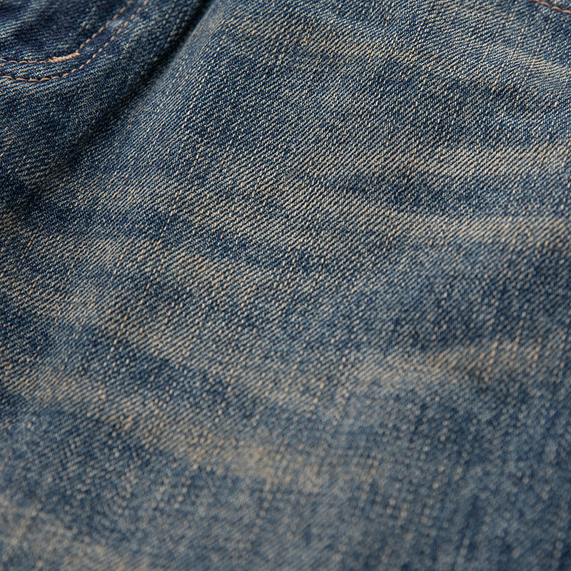 Damen High‑Waist Relaxed-Fit Jeans mit markanter Mittelnaht und Used‑Waschung Drune