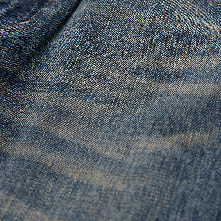 Damen High‑Waist Relaxed-Fit Jeans mit markanter Mittelnaht und Used‑Waschung Drune