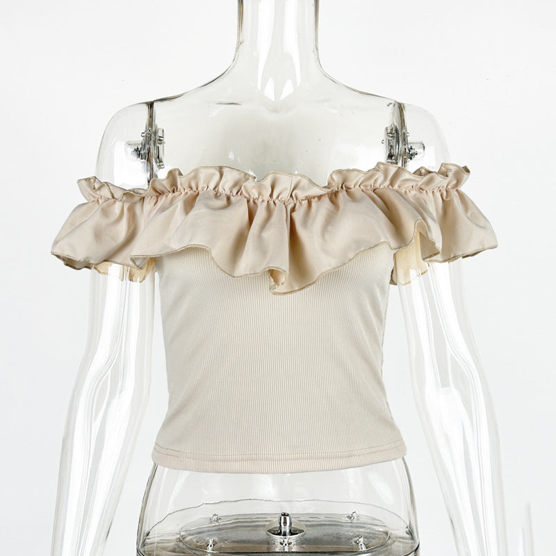 Damen Off-Shoulder Oberteil mit Rüschen Drune