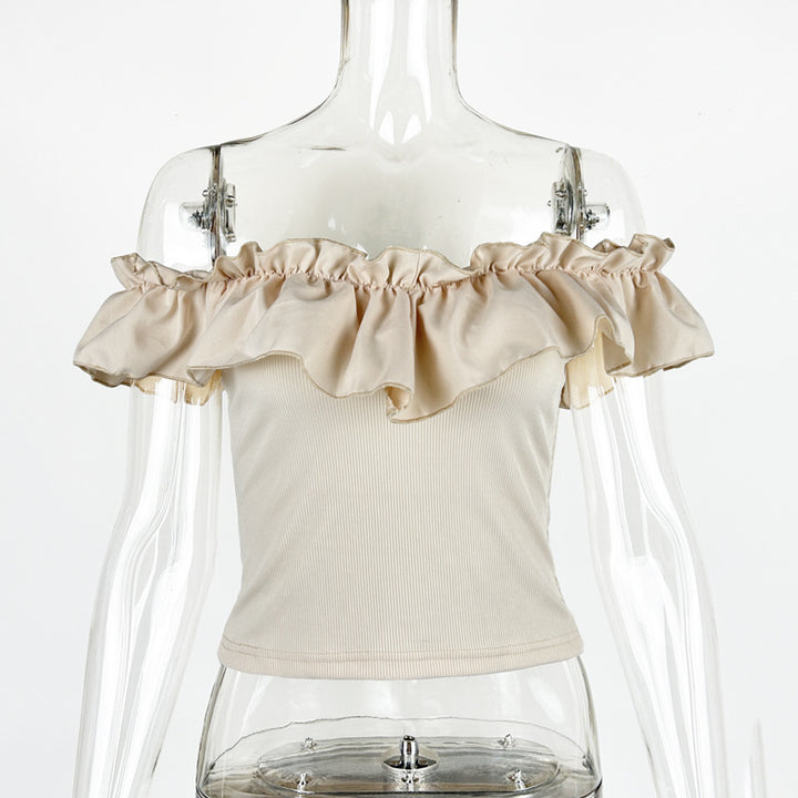Damen Off-Shoulder Oberteil mit Rüschen Drune