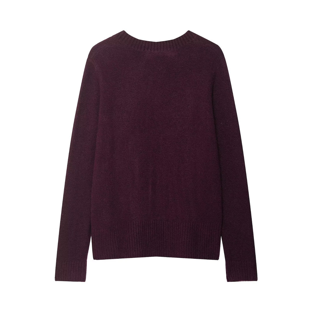 Damen V-Ausschnitt Strickpullover Drune
