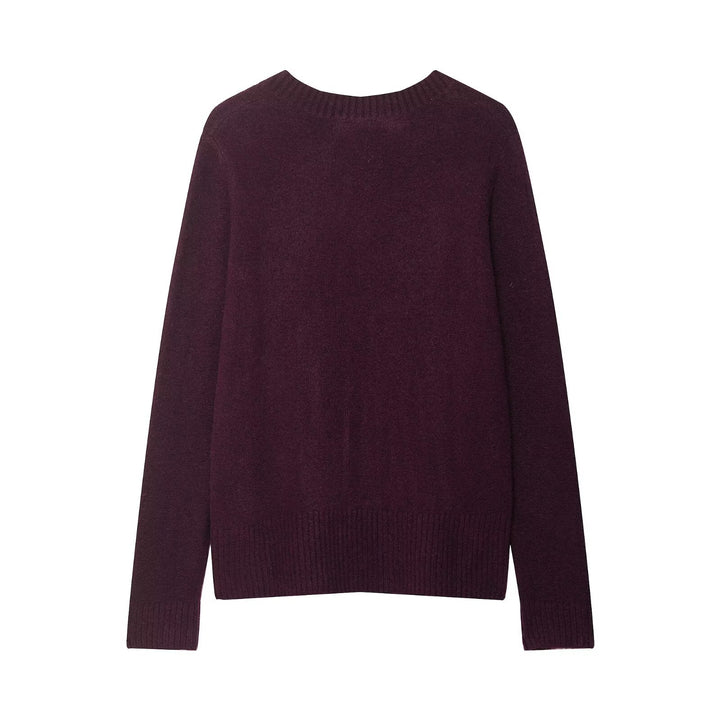 Damen V-Ausschnitt Strickpullover Drune