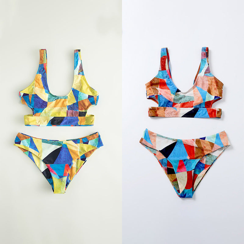 Damen Sport-Bikini mit geometrischem Design und breiten Trägern Drune