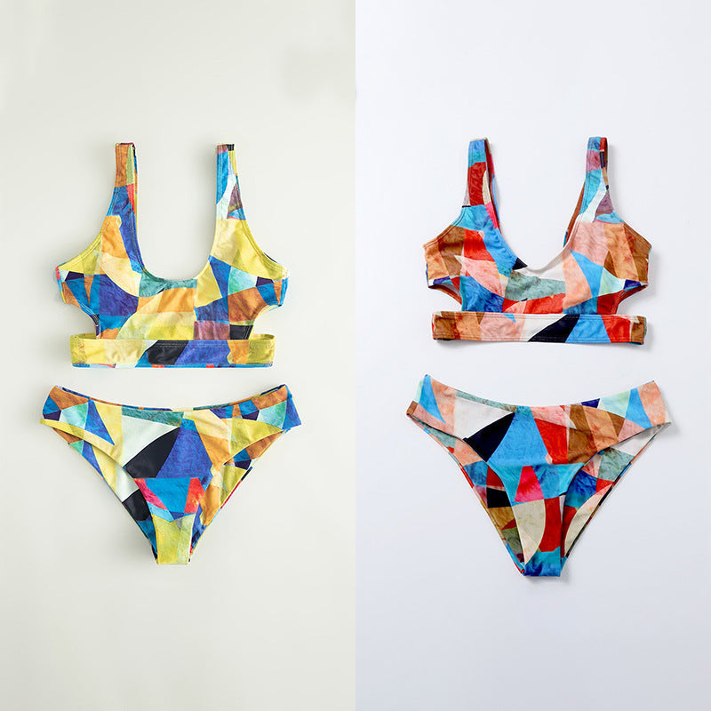 Damen Sport-Bikini mit geometrischem Design und breiten Trägern Drune