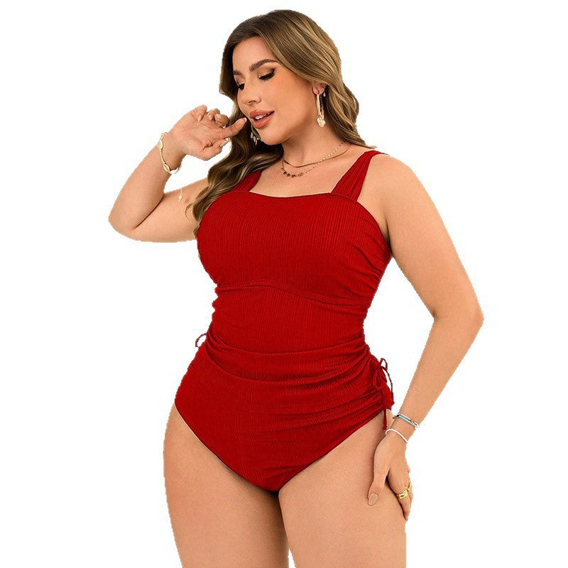 Damen Einteiliger Badeanzug mit raffiniertem Rippdesign und verstellbaren Seiten Drune