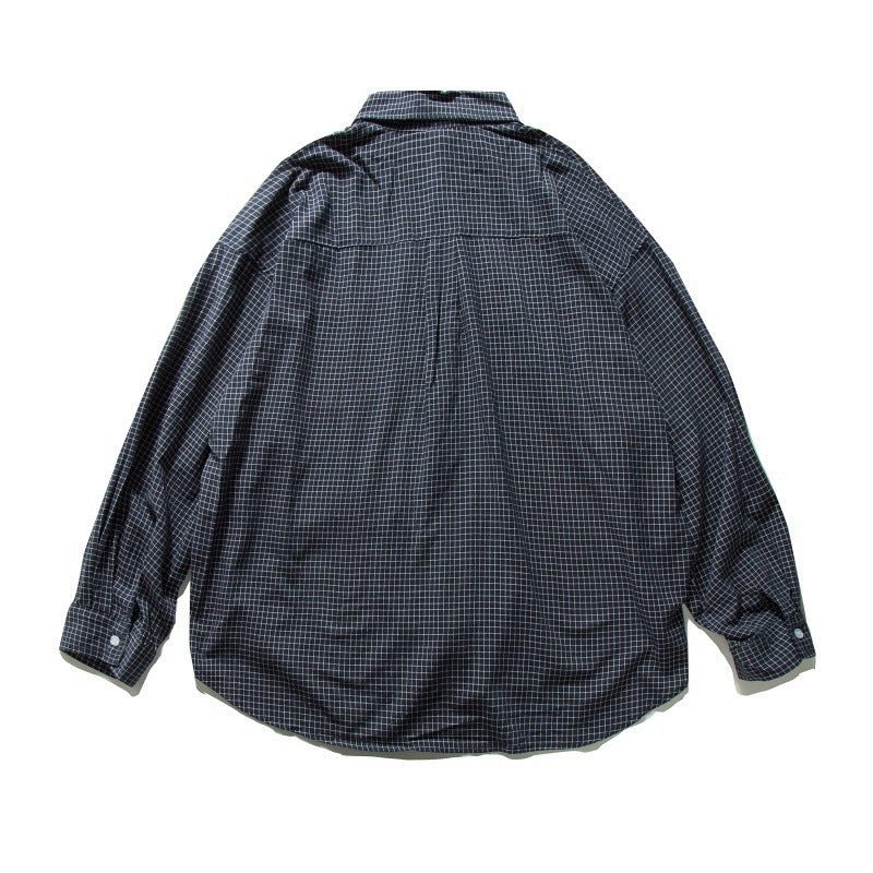 Herren Oversized-Kariertes Langarmhemd mit Brusttasche Drune