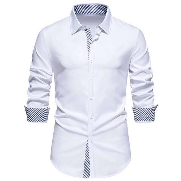 Herren Stilvolles Langarmhemd mit gestreiftem Detail Drune