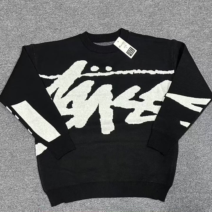 Herren Modischer Grobstrickpullover mit grafischem Design Drune