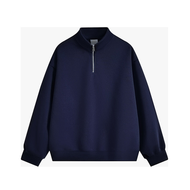 Unisex oversized Halbzip-Sweatshirt mit Stehkragen, Rippbündchen und weichem Fleece-Innenfutter Drune