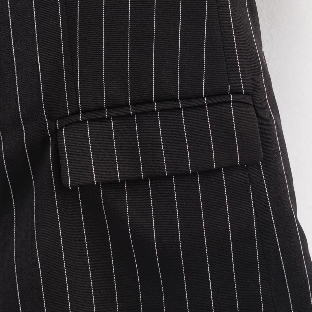 Damen Nadelstreifen-Blazer mit weitem Revers und Pattentaschen Drune