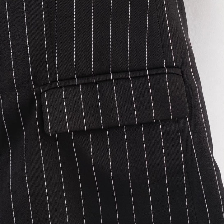 Damen Nadelstreifen-Blazer mit weitem Revers und Pattentaschen Drune