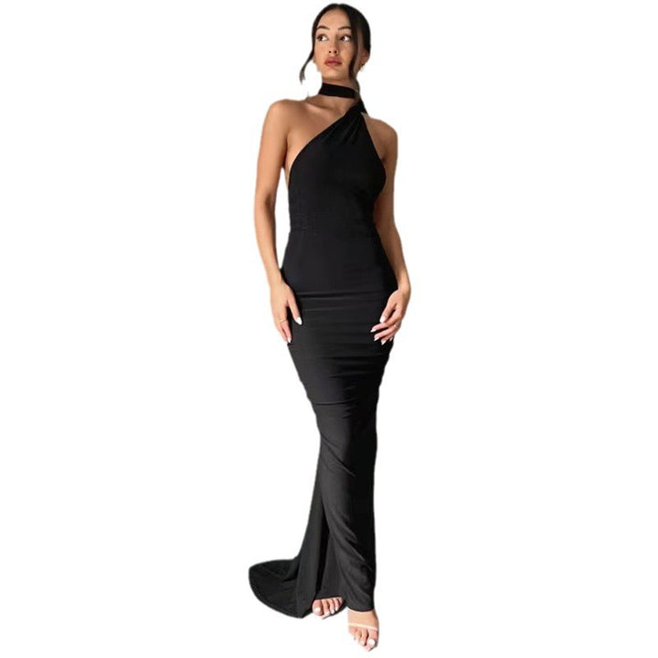 Damen Abendkleid im asymmetrischen Schnitt mit elegantem Schlitz und fließendem Stoff Drune