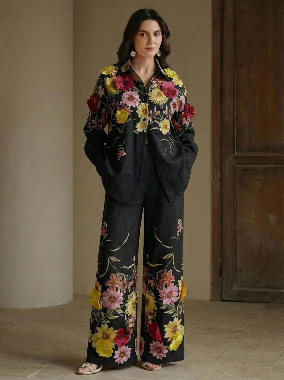 Damen Elegant floral gestalteter Gesamtlook Drune