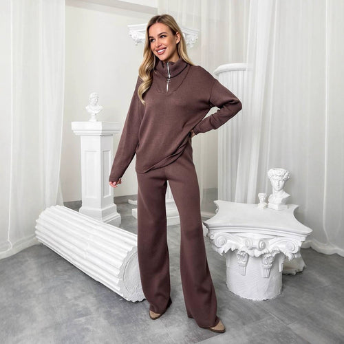 Damen Komfortables Sweat-Set mit hohem Kragen Drune