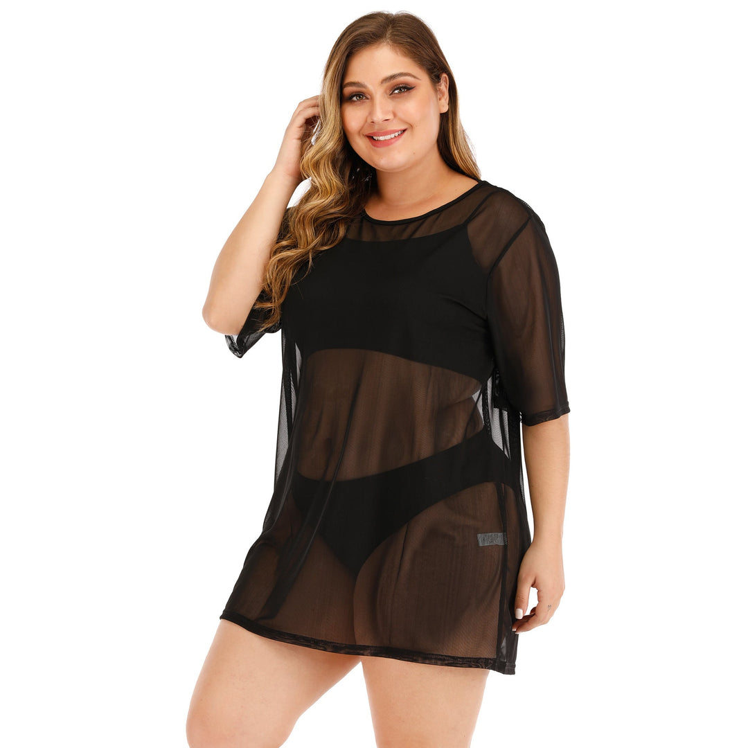 Damen transparenter Strandüberwurf mit weitem Schnitt Drune