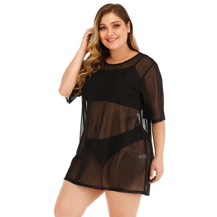 Damen transparenter Strandüberwurf mit weitem Schnitt Drune