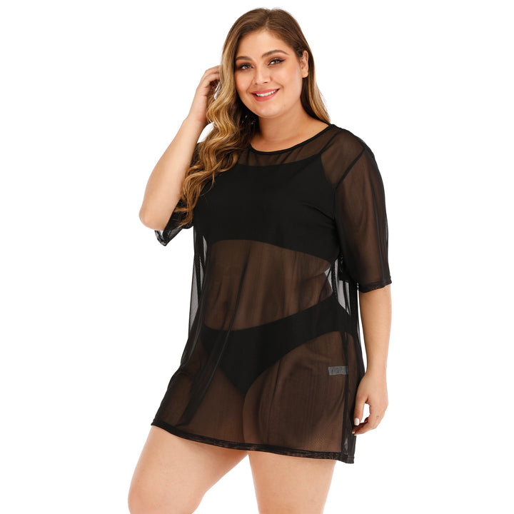 Damen transparenter Strandüberwurf mit weitem Schnitt Drune
