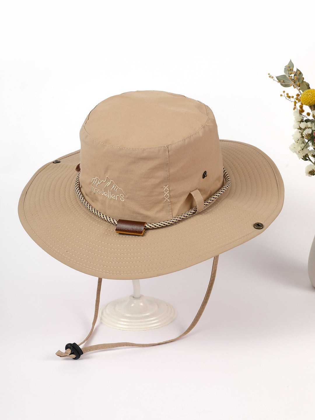 Damen Sonnenhut mit breiter Krempe und integriertem Nackenband Drune
