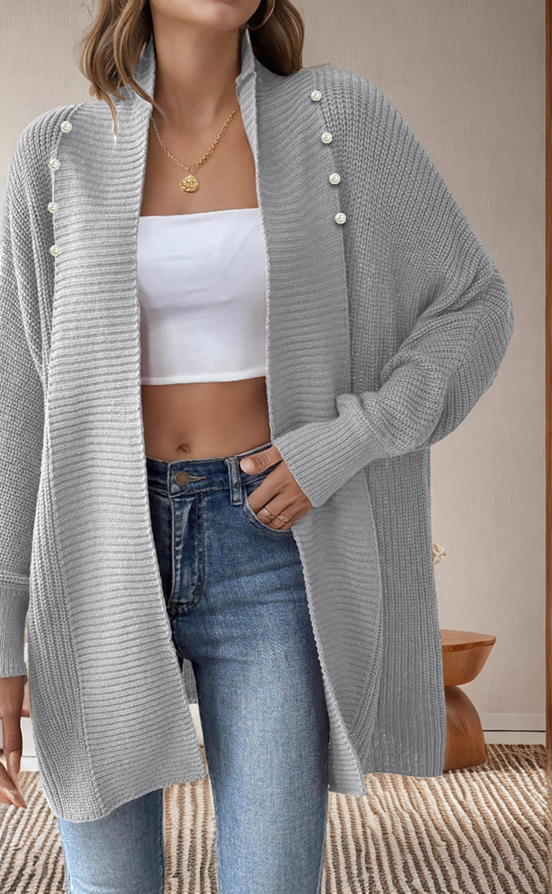 Damen Strickjacke mit perlenbesetzten Knöpfen und elegantem Design Drune