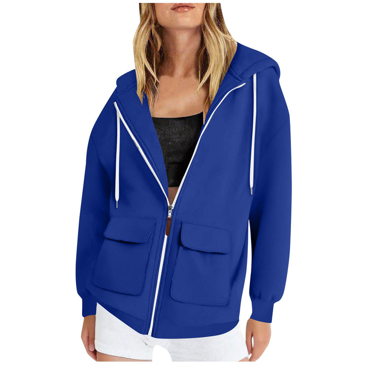 Damen lässige Kapuzenjacke mit großen Taschen Drune