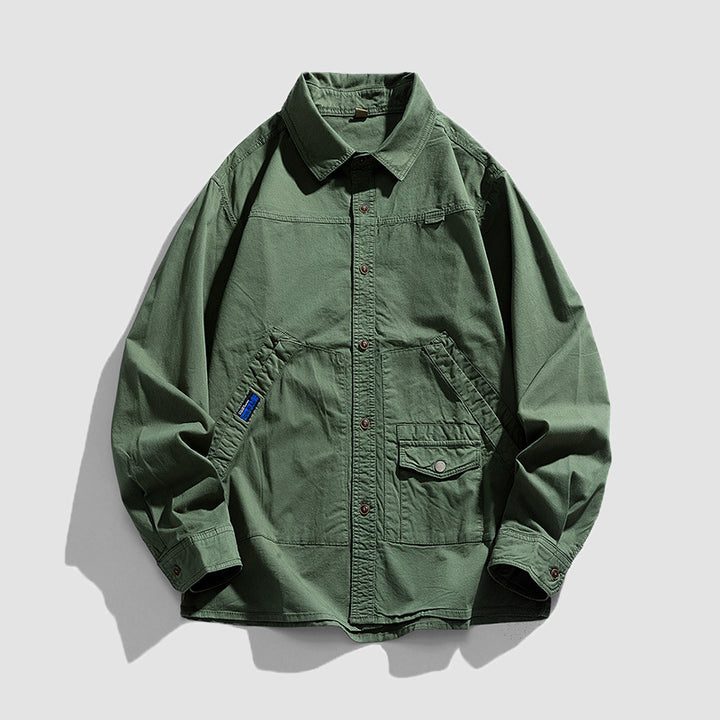 Herren Utility-Overshirt aus robustem Baumwoll-Twill mit Mehrfachtaschen Drune
