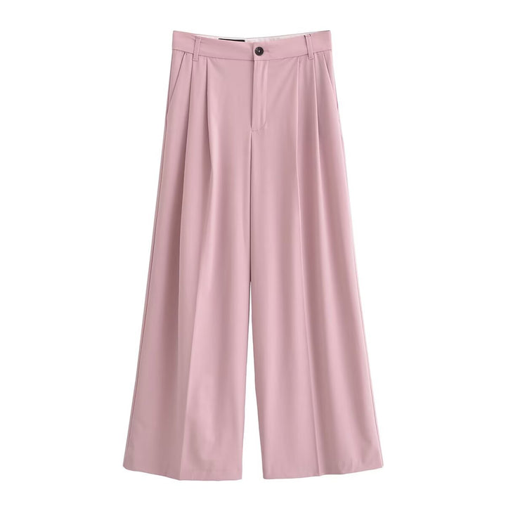 Damen Elegante High‑Waist Palazzo‑Hose mit Bundfalten und Bügelfalte Drune