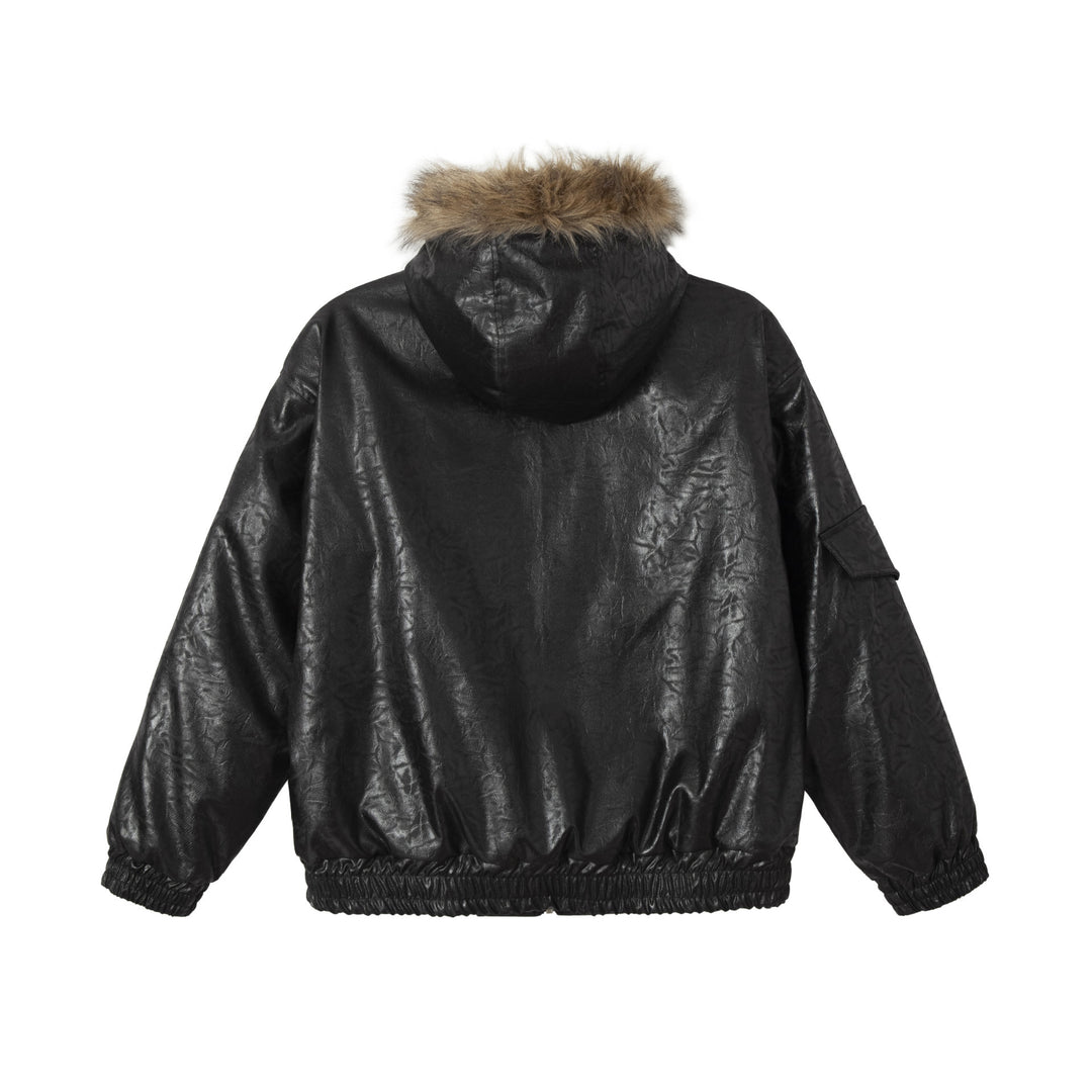 Herren Gepolsterter Oversize-Bomber mit Kunstpelzkragen und Utility-Taschen Drune