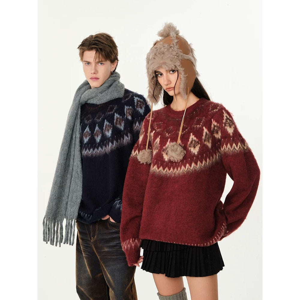 Damen Grobstrickpullover mit grafischem Design Drune