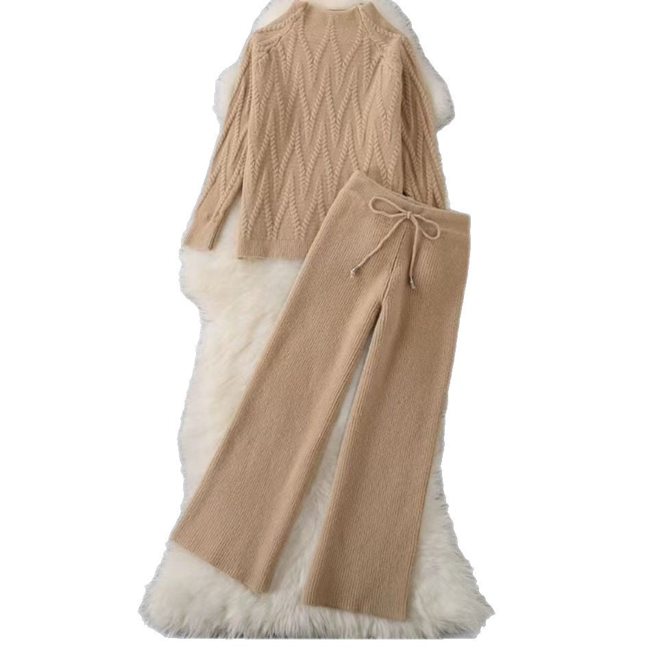 Damen Elegantes Strickoberteil und Hosen-Set Drune