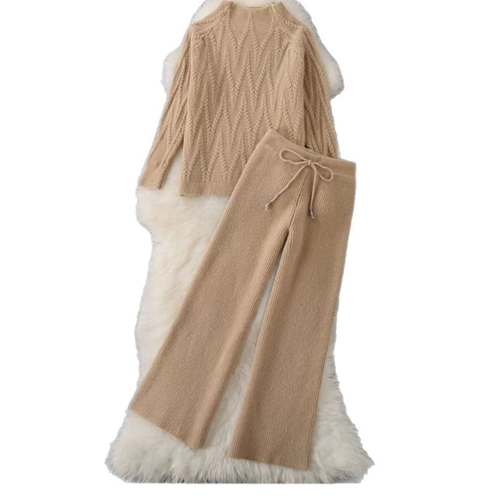 Damen Elegantes Strickoberteil und Hosen-Set Drune