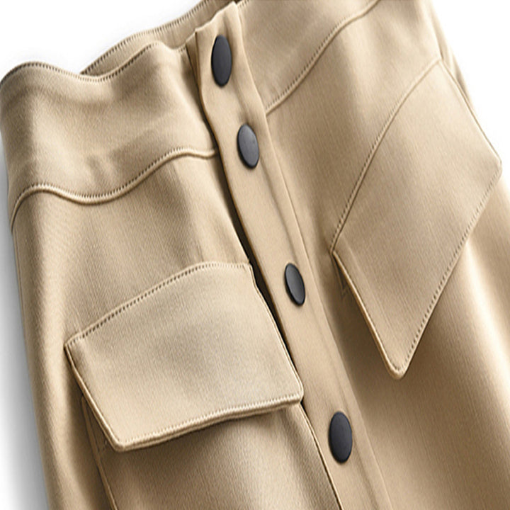 Damen Eleganter Midirock mit Taschen Drune