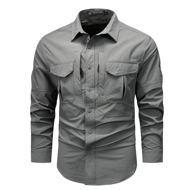 Men's  technical tactical long sleeve utility shirt with dual chest pockets and reinforced seams Drune