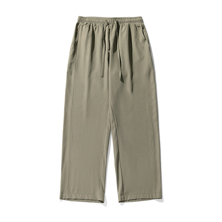 Unisex Locker geschnittene Palazzo‑Freizeithose aus leichtem Twill mit elastischem Bund und Kordelzug Drune