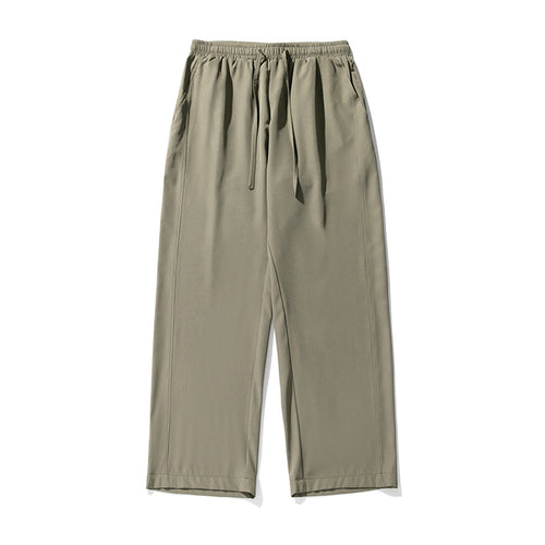 Unisex Locker geschnittene Palazzo‑Freizeithose aus leichtem Twill mit elastischem Bund und Kordelzug Drune