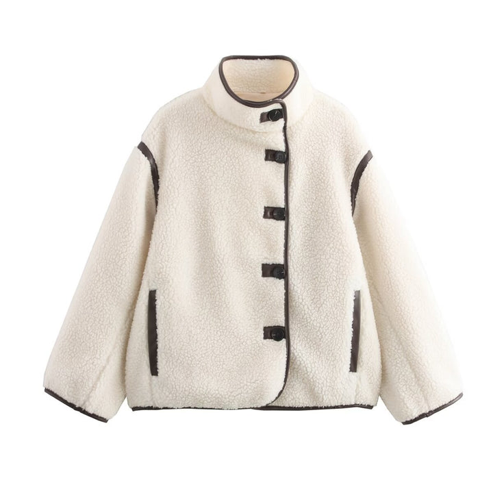Damen Kuschelige Teddyjacke mit hohem Kragen und praktischen Eingrifftaschen Drune