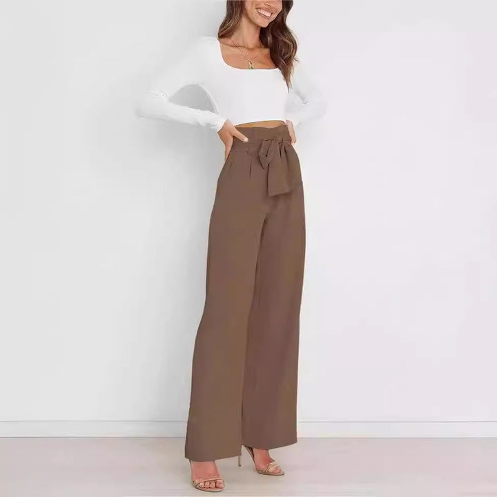 Damen Weitgeschnittene Hose mit dekorativem Bindegürtel Drune