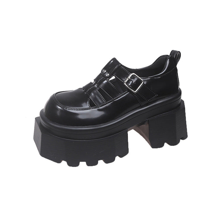 Damen Plateau-Schuhe mit modischem Riemen-Design und hohem Blockabsatz Drune