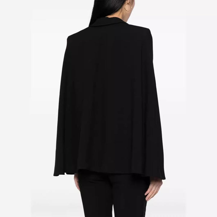 Damen Zweiteiliges Abendliches Blazer-Set mit Cape-Ärmeln und ausgestellten Marlene-Hosen Drune