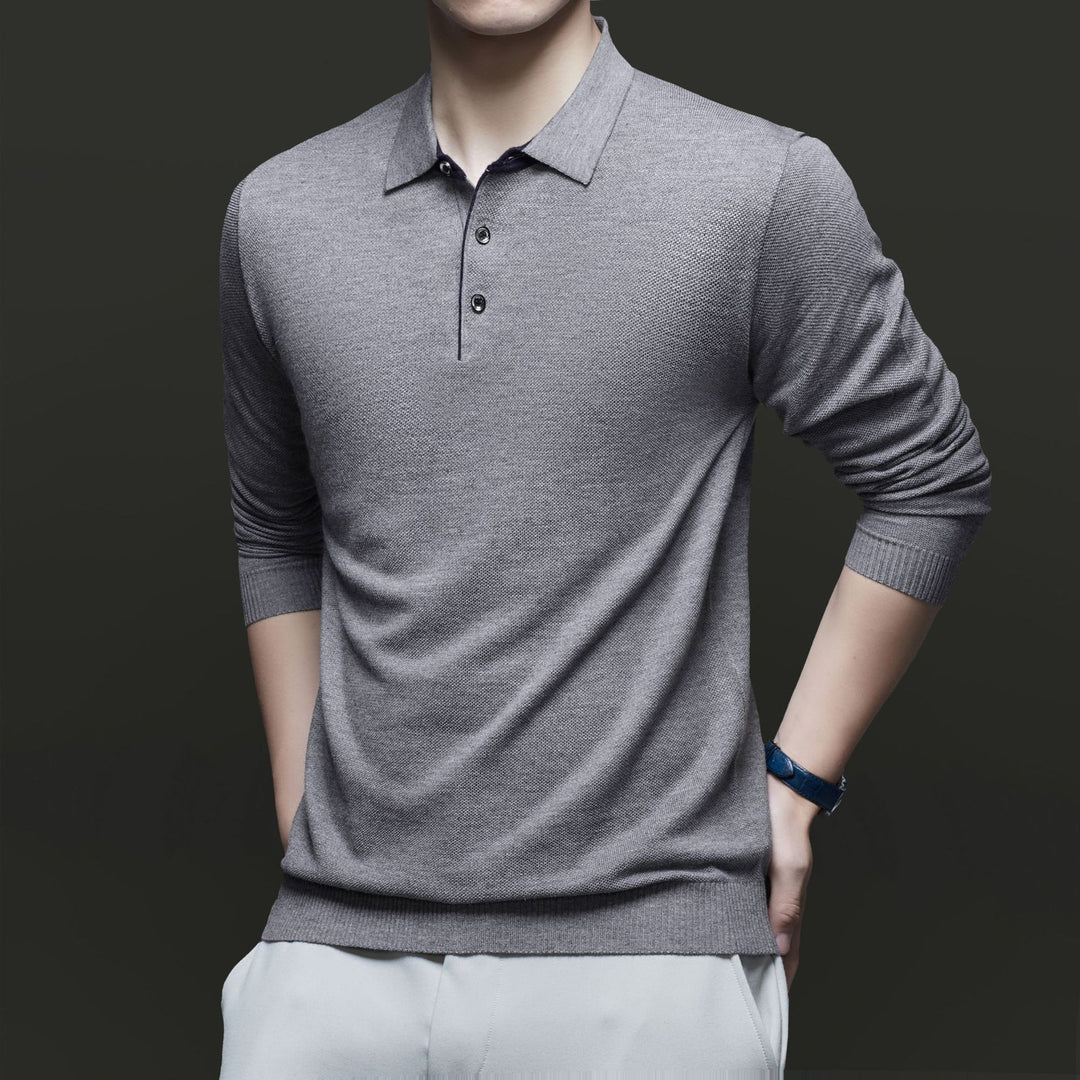 Herren Langarm-Polohemd mit strukturiertem Design und eleganter Passform Drune
