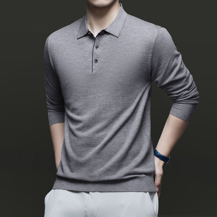 Herren Langarm-Polohemd mit strukturiertem Design und eleganter Passform Drune