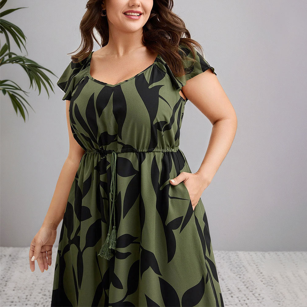 Damen Maxikleid mit floralem Muster und taillierter Silhouette Drune