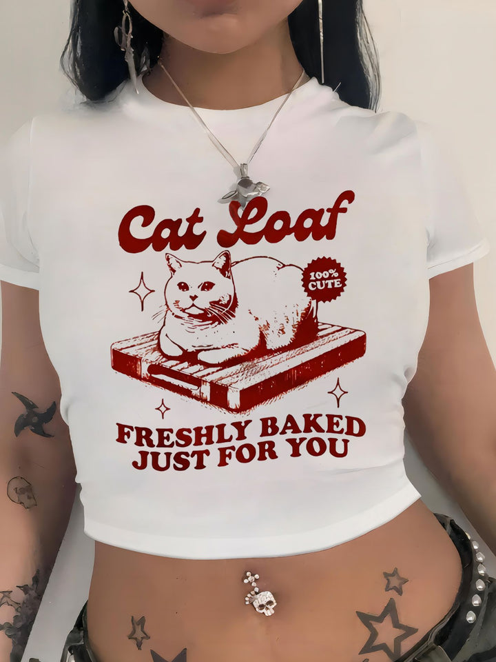 Damen T-Shirt mit künstlerischem Statement-Print und figurbetontem Schnitt Drune