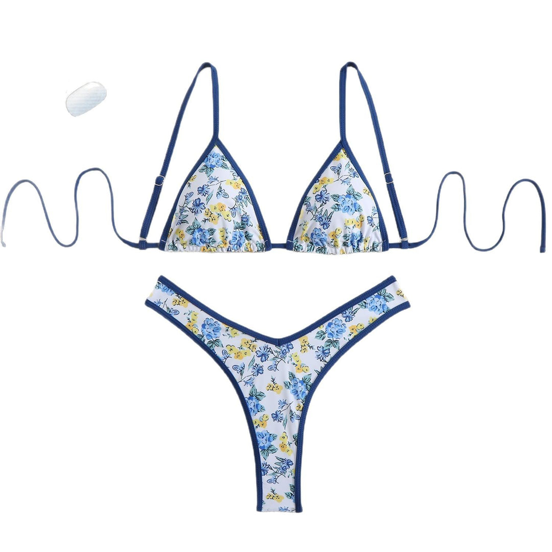 Damen Triangel-Bikini mit floralem Design und verstellbaren Trägern Drune