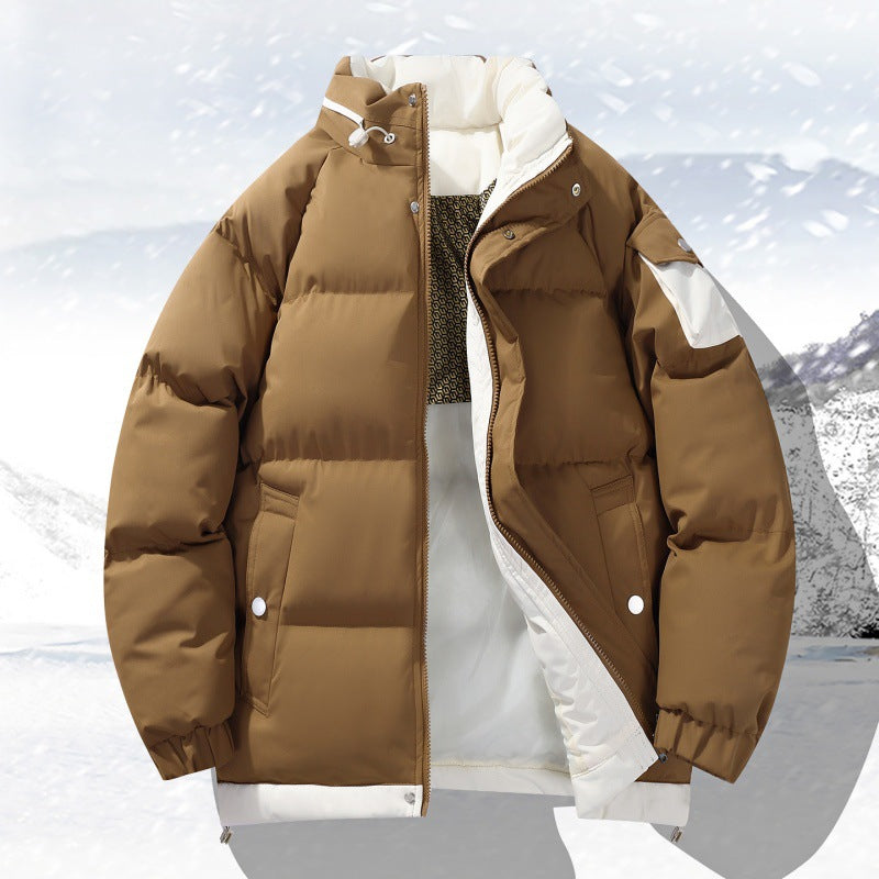 Herren wattierte Outdoor-Steppjacke mit hoher Stehkragen-Isolation und elastischen Bündchen Drune
