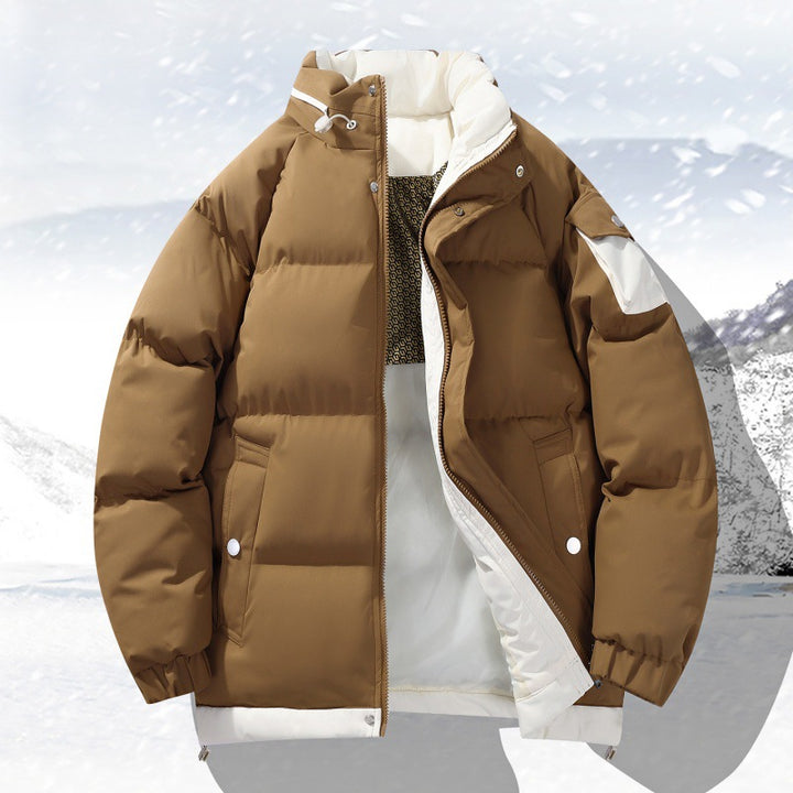 Herren wattierte Outdoor-Steppjacke mit hoher Stehkragen-Isolation und elastischen Bündchen Drune