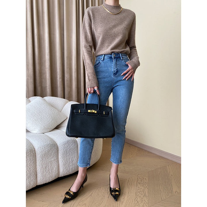 Damen hoch taillierte Jeans im modernen Schnitt mit schmalem Bein Drune