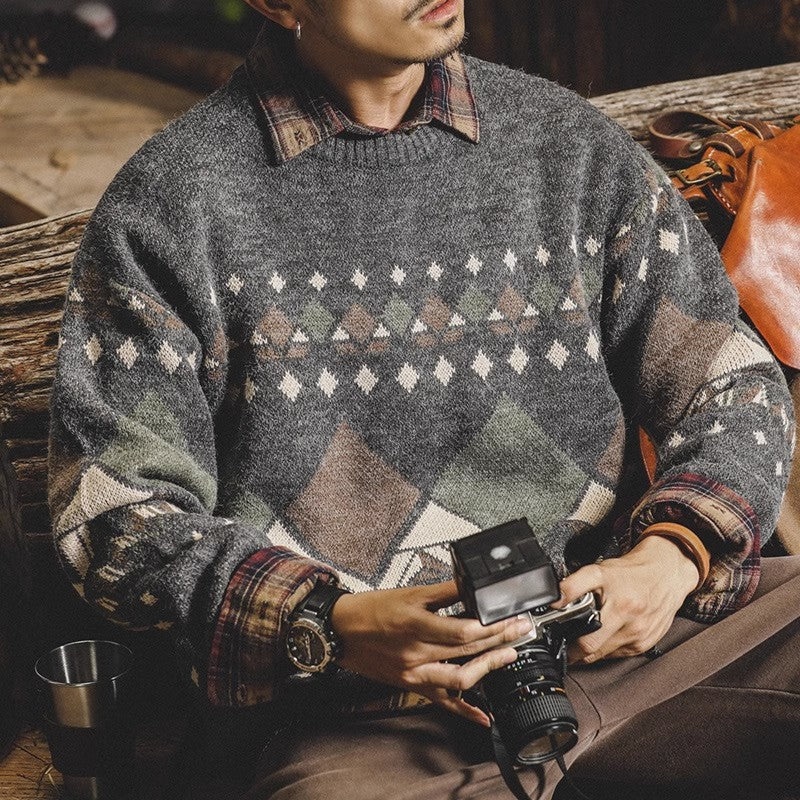Herren Strickpullover mit geometrischem Muster und lässigem Schnitt Drune